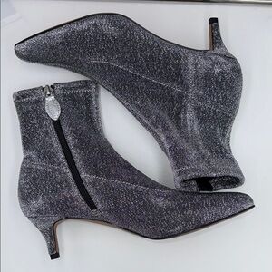 Rebecca Minkoff Sparkle Pointed-Toe Ankle Boots in Silver Glitter